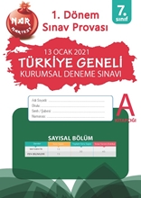 7. Sınıf Kurumsal Deneme A Sayısal Kitapçığı Türkiye Geneli 1. Dönem Sınav Provası 2021