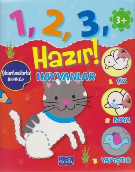 1, 2, 3 Hazır! Hayvanlar 3 Yaş+ Çiz-boya-yapıştır