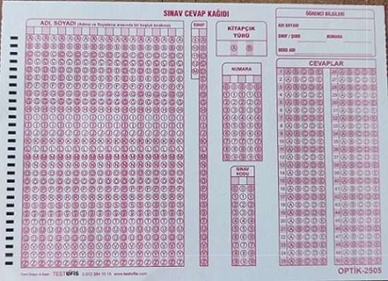 Matematik Yarışması Optik Formu 2505 5 Şık