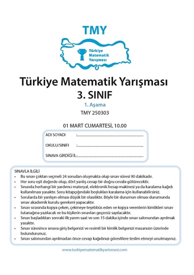 3. Sınıf Tmy Türkiye Matematik Sınavı 2503033