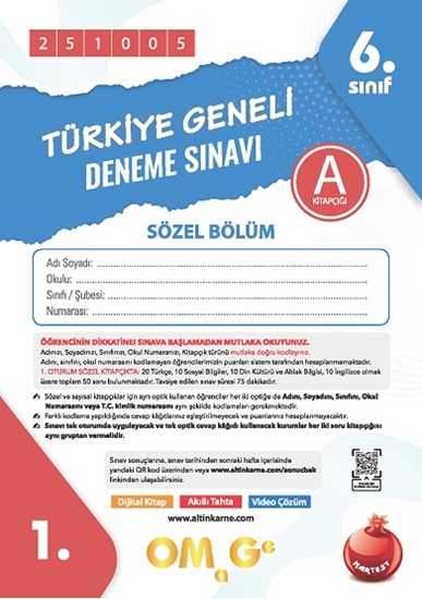 6. Sınıf Türkiye Geneli Ds Ekim A Söz Kod 251005