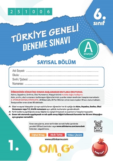 6. Sınıf Türkiye Geneli Ds Ekim B Say Kod 251006