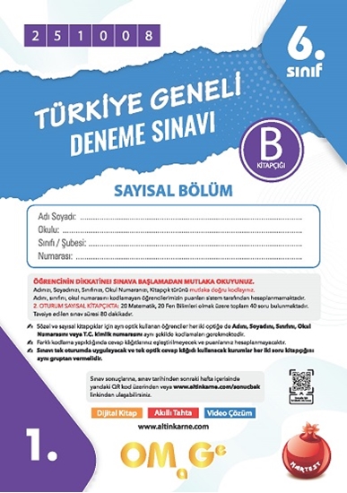 6. Sınıf Türkiye Geneli Ds Ekim B Say Kod 251008