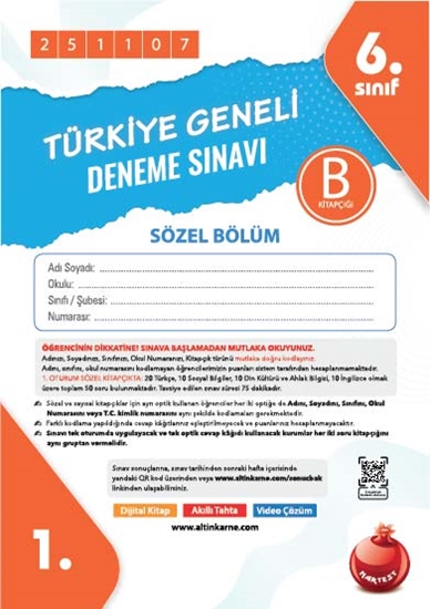 6. Sınıf Türkiye Geneli Ds Kasım B Söz Kod 251107