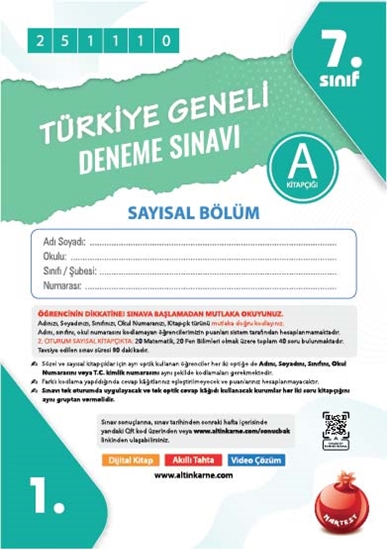 7, Sınıf Türkiye Geneli Ds Kasım A Say Kod 251110