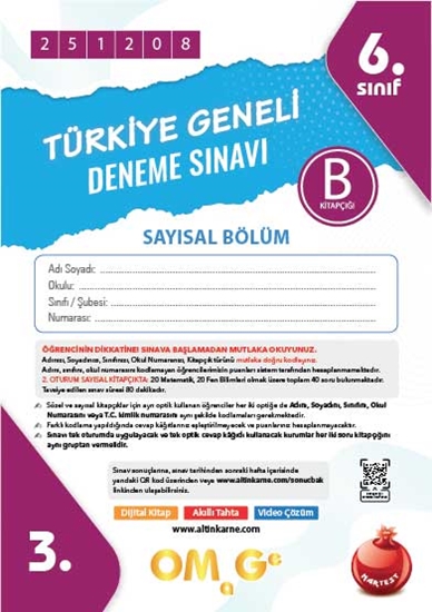 6. Sınıf Türkiye Geneli Ds Aralık B Say Kod 251208