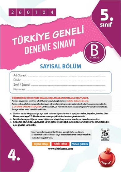 5. Sınıf Türkiye Geneli Ds Ocak B Say Kod 260104