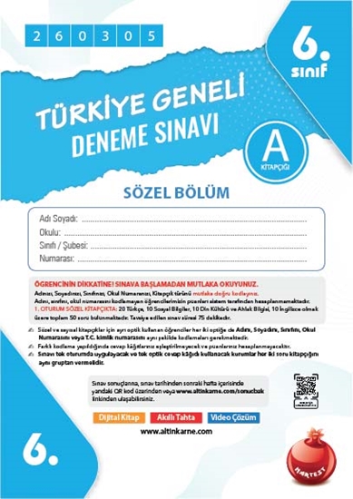 6. Sınıf Türkiye Geneli Ds Mart A Söz Kod 260305
