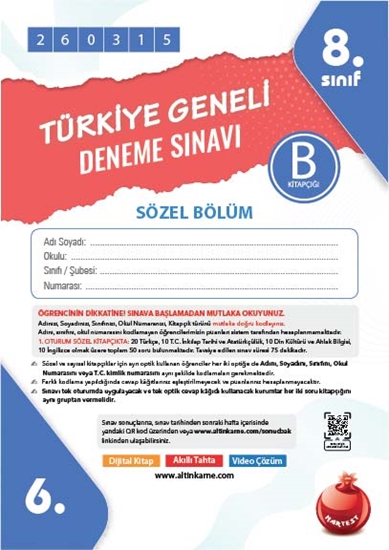 8. Sınıf Türkiye Geneli Ds Mart B Söz Kod 260315