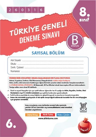 8. Sınıf Türkiye Geneli Ds Mart B Say Kod 260316