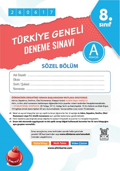 Nartest 8. Sınıf 9. Türkiye Geneli Ds Haziran A Söz Kod 260617