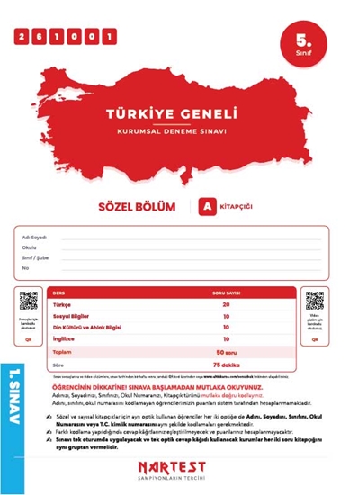 Nartest 5. Sınıf 1. Türkiye Geneli Ds Ekim A Söz Kod 261001